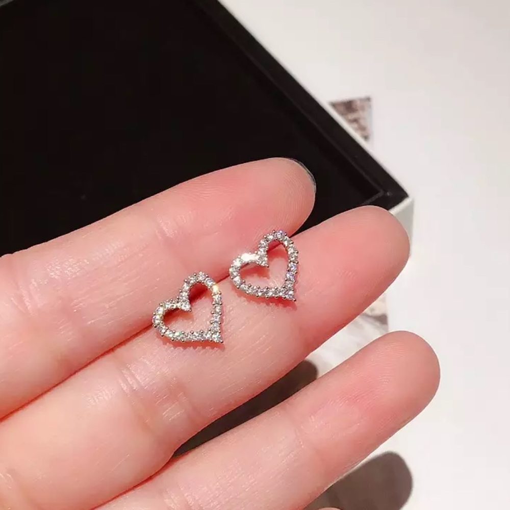 CZ Heart Rhinestone Studs
